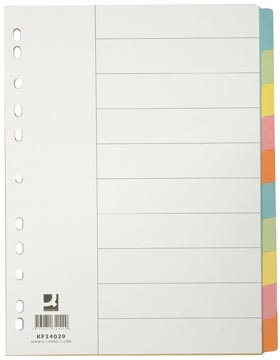 Tabbladen Q-Connect karton A4 10 tabs 11-gaats assorti