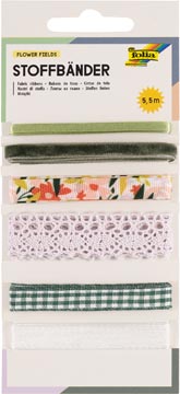 Folia stoffen linten 6 geassorteerde kleuren lengte 5,5m