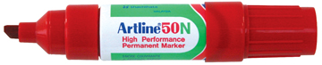 [TIM-50R] Permanent marker Artline 50 beitelpunt 3-6 mm (rood)