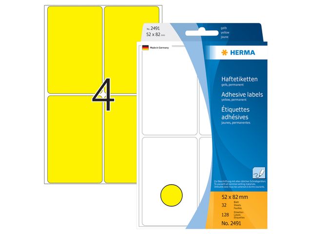 Etiketten Herma 04 etik/bl 52x82mm geel (32)