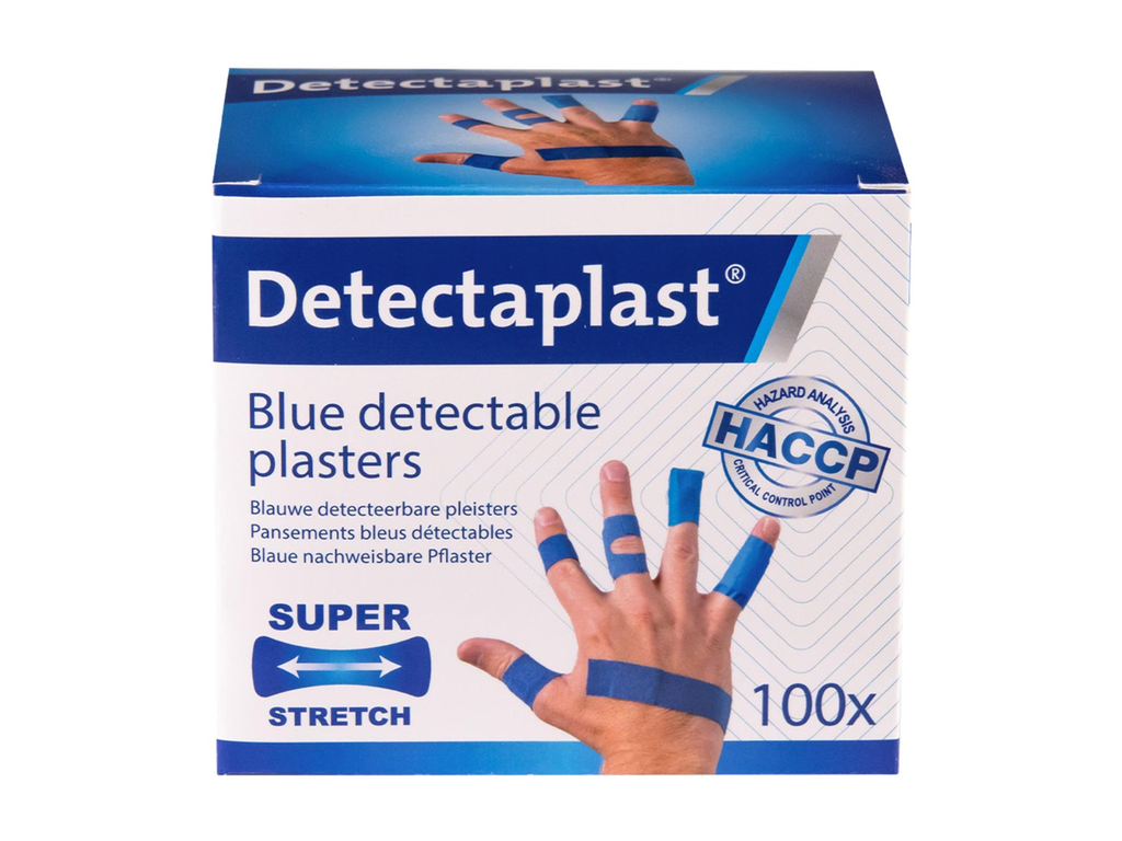 Textielpleister Detectaplast Elastic metaal detecteerbaar assorti afmetingen blauw (100)
