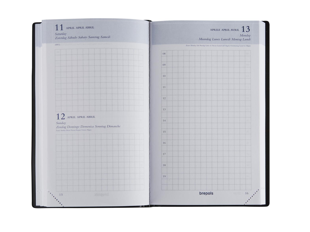 Agenda Brepols Building Seta 100x165mm zestalig zwart 2027 1 dag/pagina
