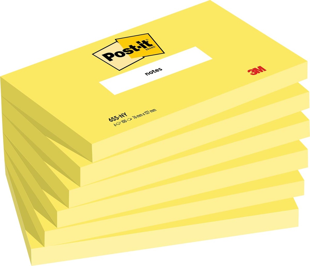 Memoblok Post-It Notes 76x127mm 100vel neongeel (6)