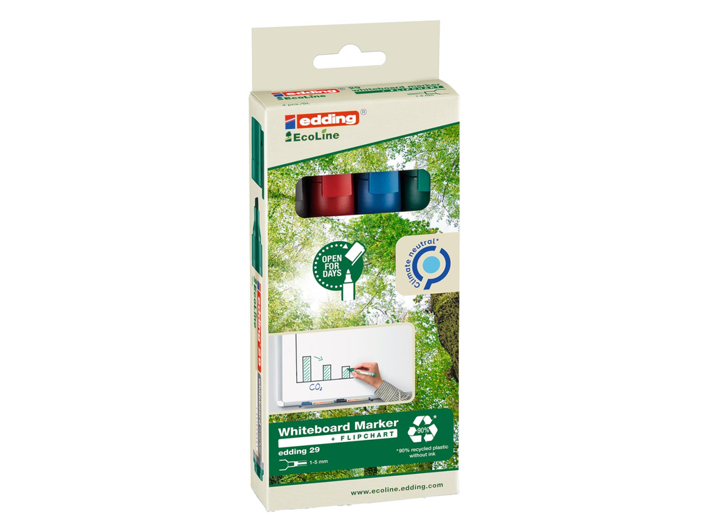 Whiteboardmarker Edding Ecoline e-29 beitelvormige punt assorti (4)