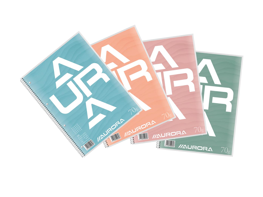 Collegeblok Aurora karton A4 geruit 160blz assorti
