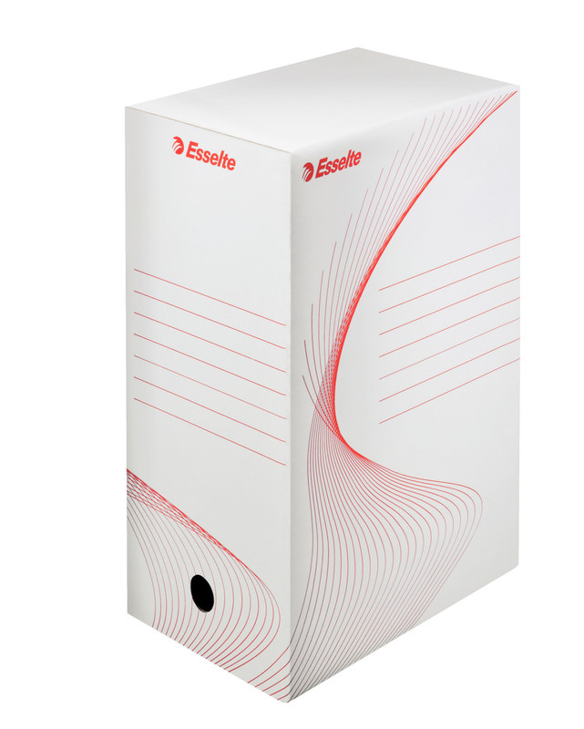 Archiefdoos Esselte Boxy karton 250x352mm rug 150mm wit/rood