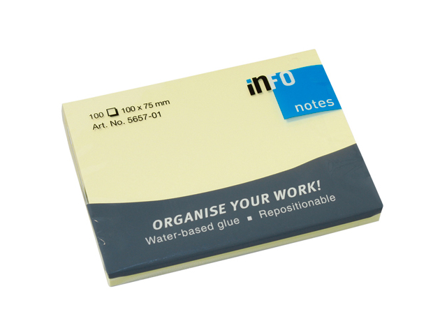 Memoblok Info Notes 100x75mm geel 100vel