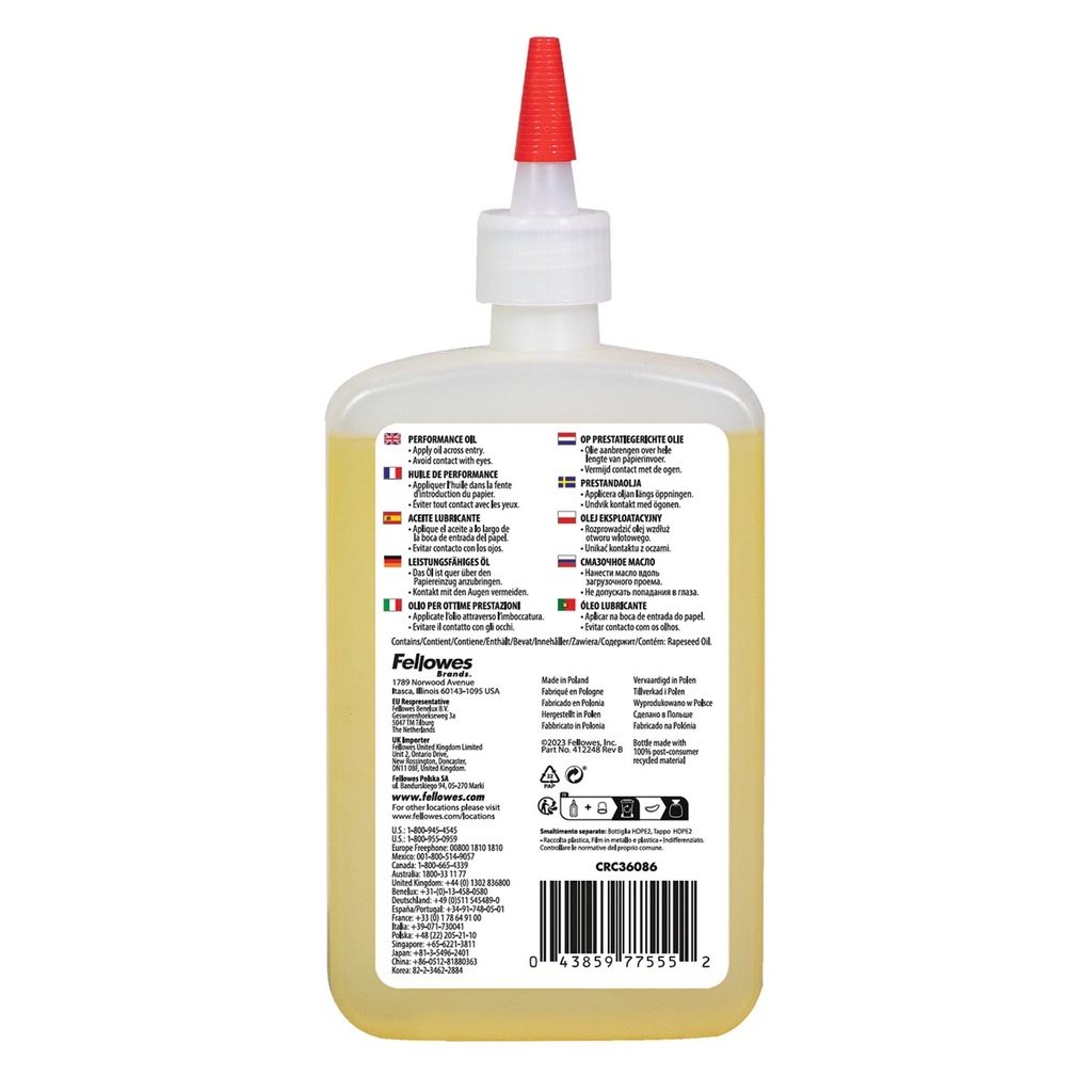 Olie Fellowes papiervertnietigers eco flacon 350ml