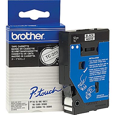 Tape Brother P-Touch TC-201 12mm zwart op wit