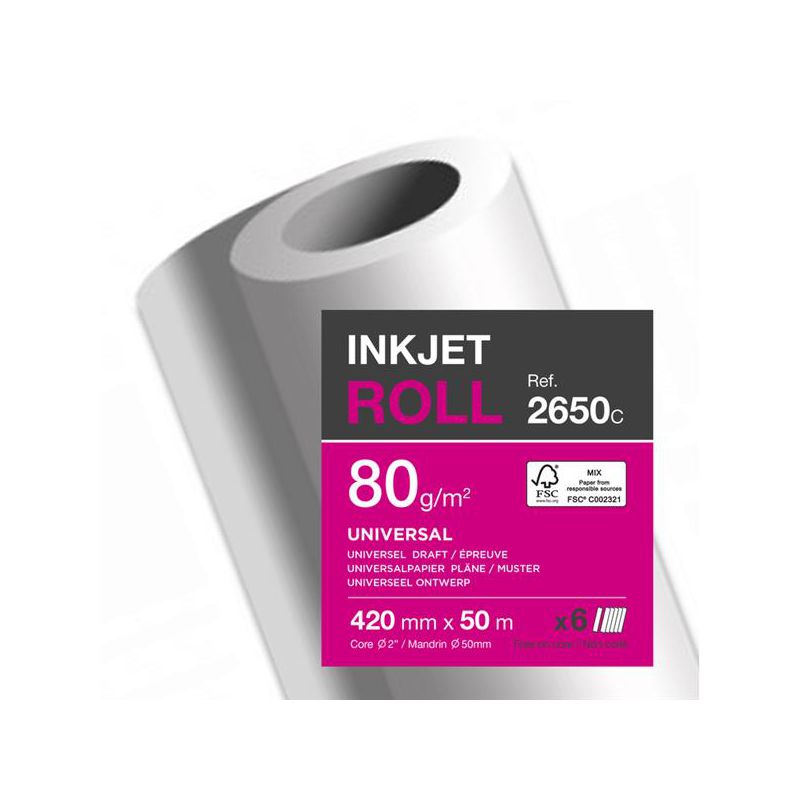 Plotterpapier CF 420mmx50m 80gr wit - FSC Mix credit