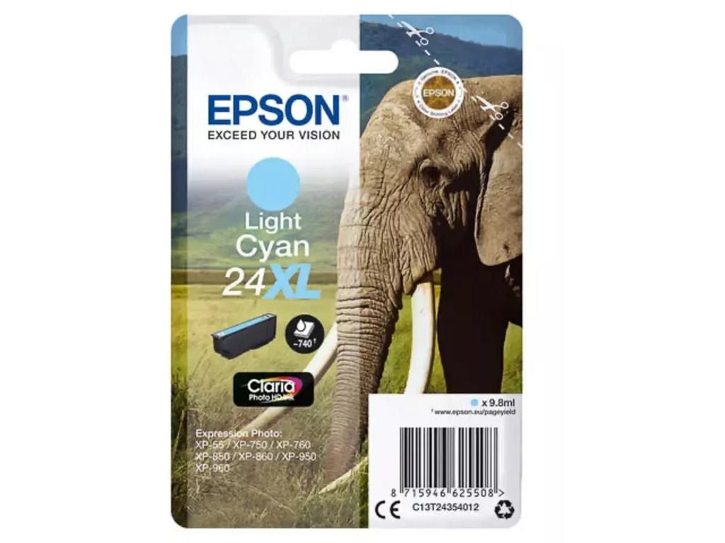 Cartridge Epson Inkjet 24XL Expression Photo XP-55 740pag Light CY