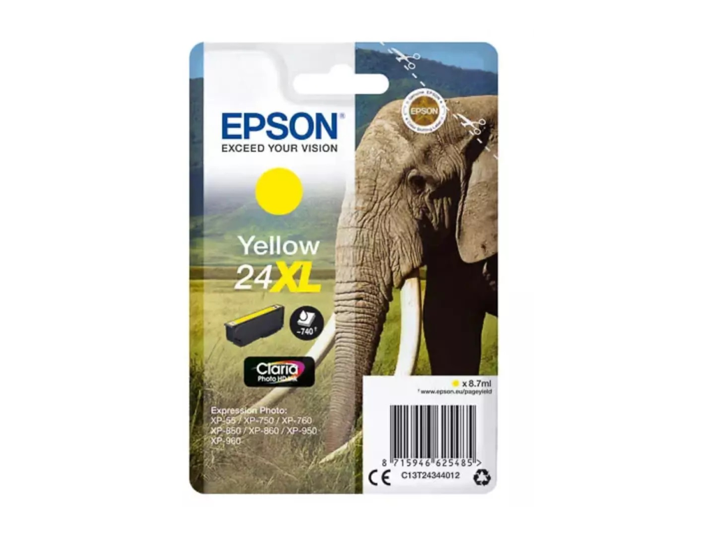 Cartridge Epson Inkjet 24XL Expression Photo XP-55 740pag YEL