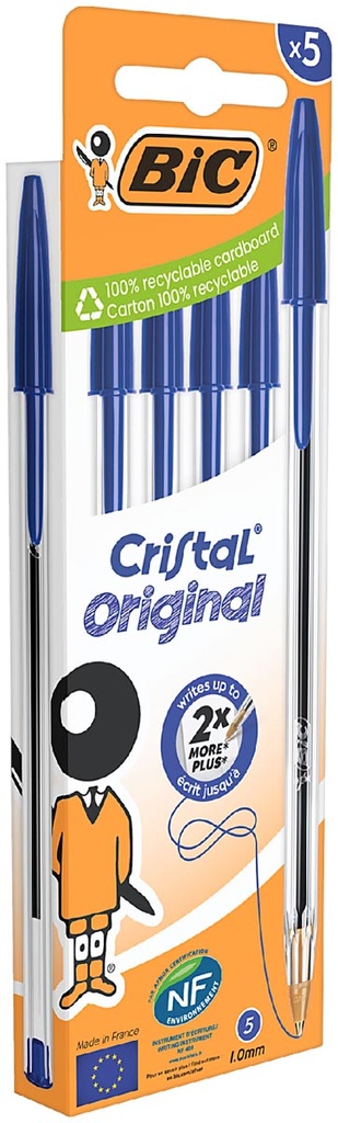 Balpen Bic Cristal medium blister blauw (5)
