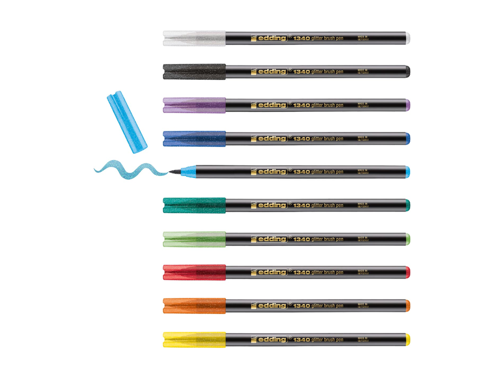 Brushpen glitter e-1340 Edding penseelpunt 1-6mm assorti (10)