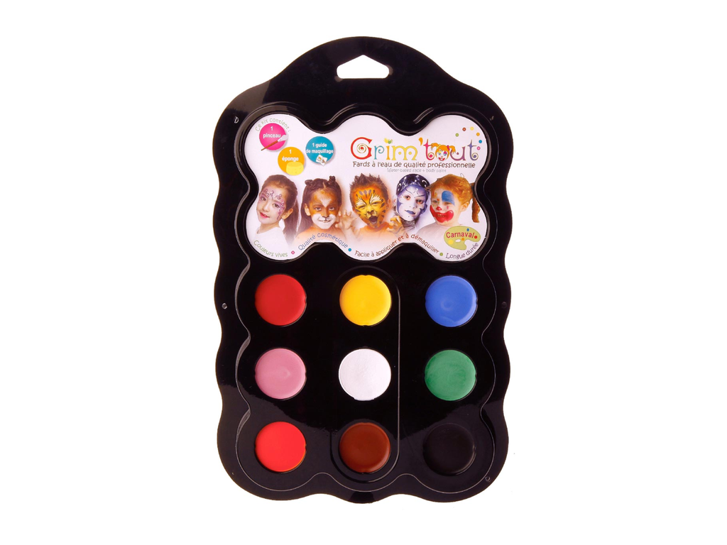 Schminkpalet Bouhon Grim'tout Carnaval 9 kleuren assorti