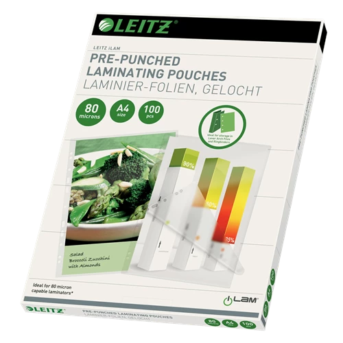 Lamineerhoes Leitz iLam A4 2x80µ geperforeerd (100)