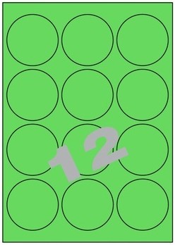 Etiketten rond 12 etik/blad Ø63,5mm groen (200)