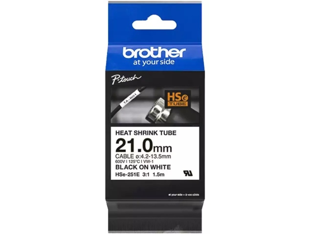Tape Brother P-Touch krimpkous HSe-251e 21mm zwart op wit 