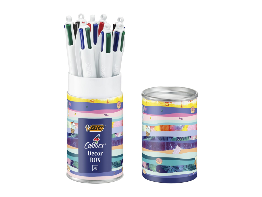Balpen Bic 4 Colours Decors medium punt assorti (8)