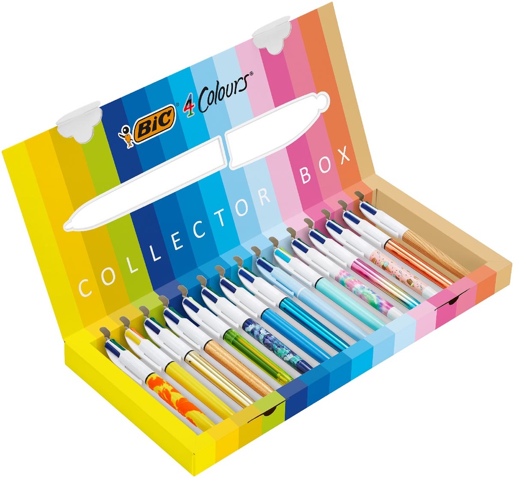 Balpen Bic 4 Colours Collector Box medium punt assorti (15)