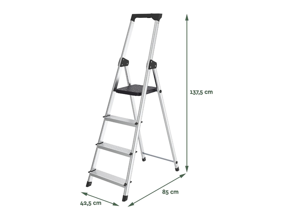 Trapladder Brasq SL400 aluminium 4 treden zilver