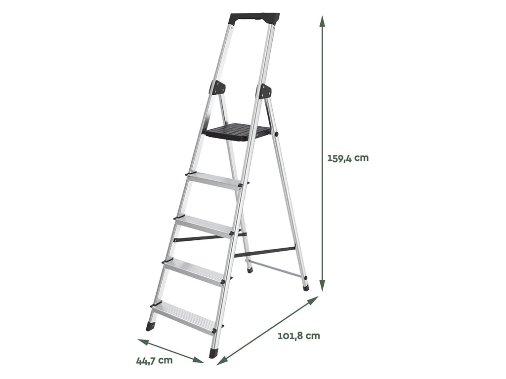 Trapladder Brasq SL500 aluminium 5 treden zilver