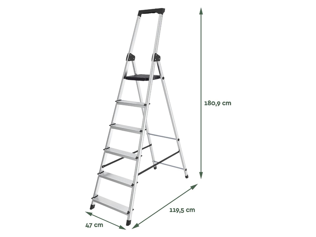 Trapladder Brasq SL600 aluminium 6 treden zilver