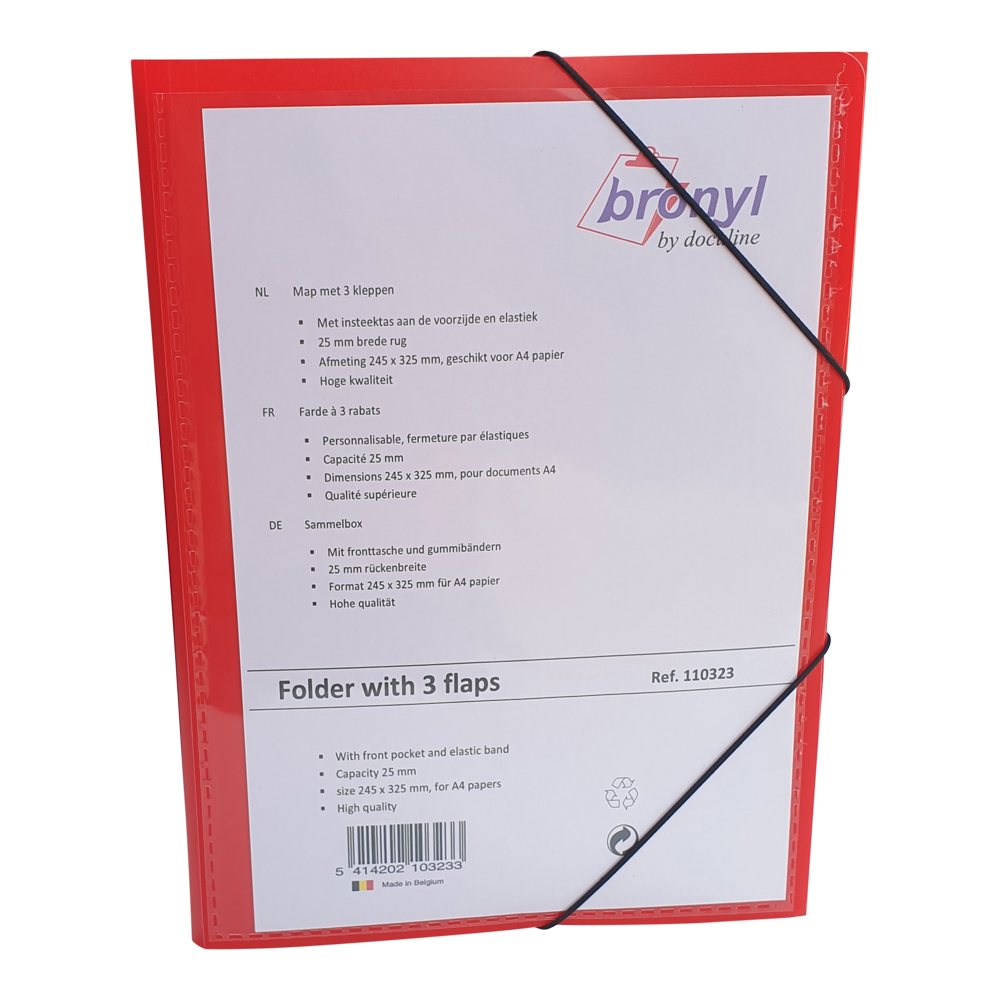 Elastomap Bronyl A4 pano PP5 3 kleppen rood 