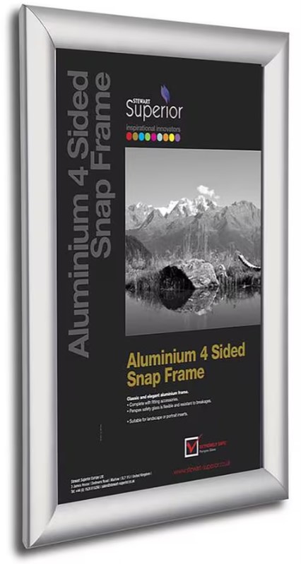 Kliklijst Seco A4 aluminium 25mm voorkant anti-glans PVC frame zilver