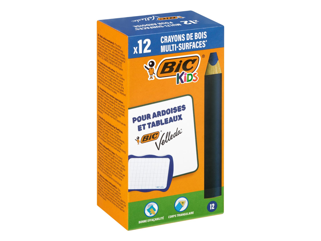 Potlood voor whiteboards Bic Kids Multisurface inclusief slijper blauw (12)