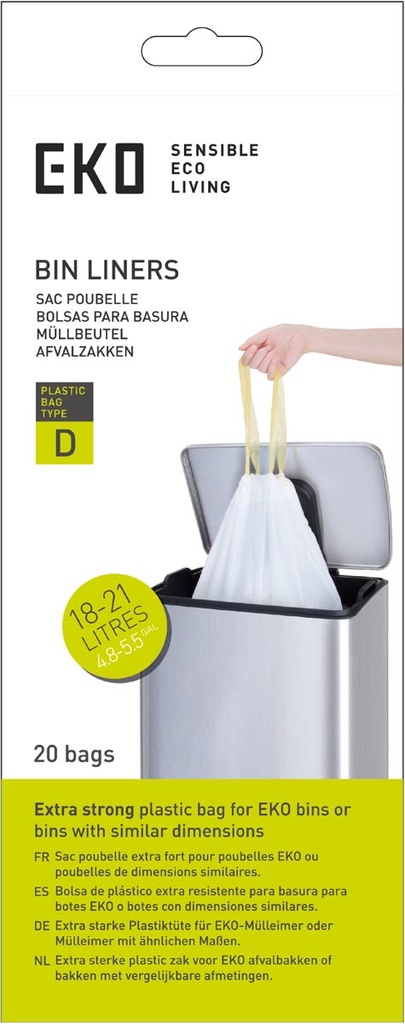 Vuilniszakken Eko trekbandsluiting 18-21L type D wit (20)