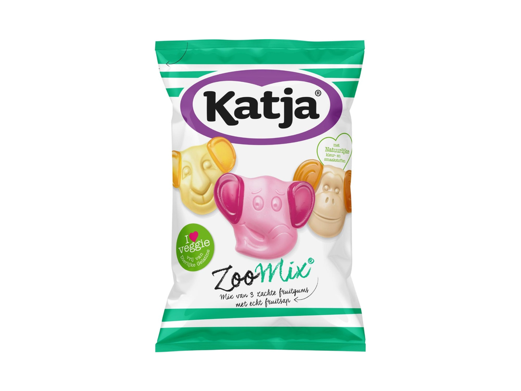 Snoep Katja Zoo Mix mix van 3 zachte fruitgums met echt fruitsap zak 255g