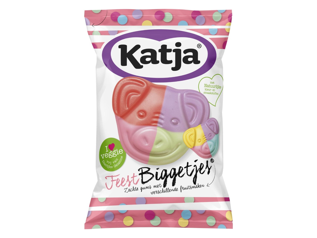 Snoep Katja Feest Biggetjes zachte gums met ≠ fruitsmaken zak 250g
