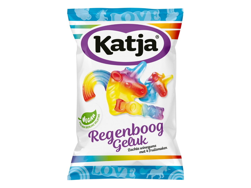 Snoep Katja Regenboog Geluk zachte winegums met 4 fruitsmaken zak 250g