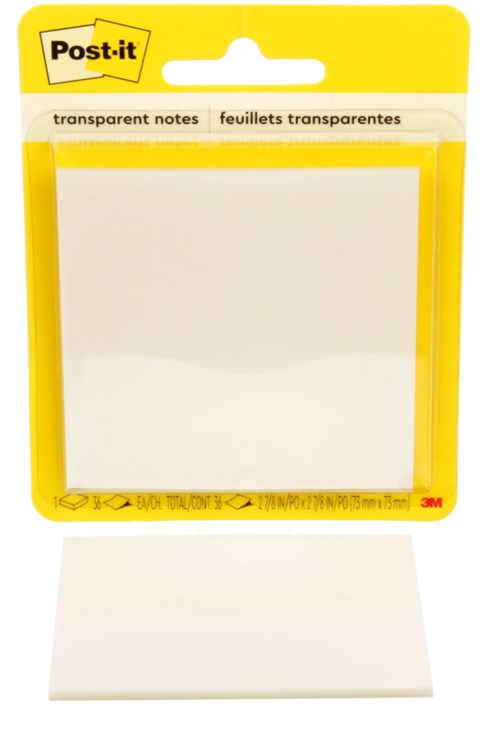 Memoblok Post-It Transparent Notes 73x73mm 36vel transparant