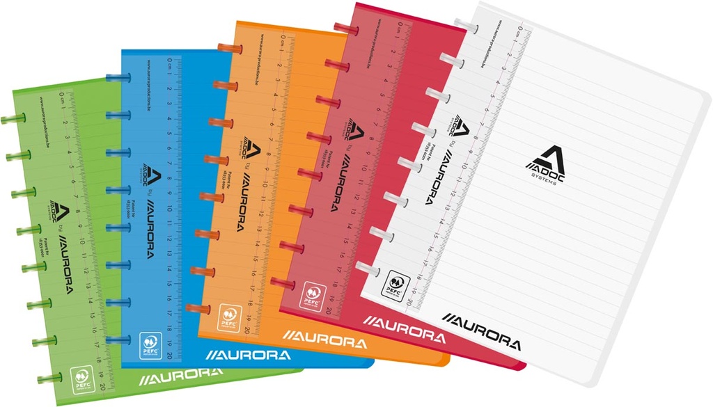 Schrift Adoc Colorlines PP A5 gelijnd 144blz met kantlijn assorti