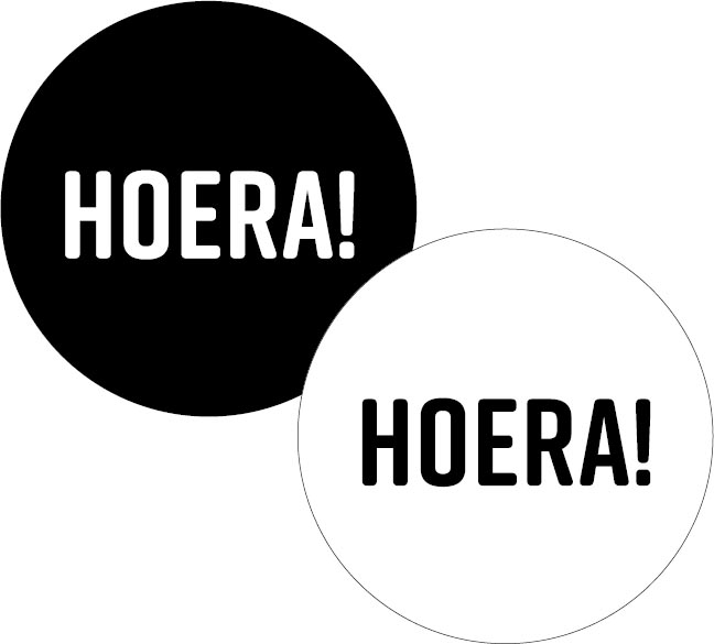 Etiketten KP "Hoera!" Ø40mm 2 varianten (250)