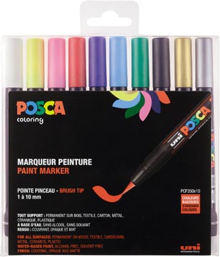 Paintmarker Posca PCF-350 Brush Tip etui assorti (10)