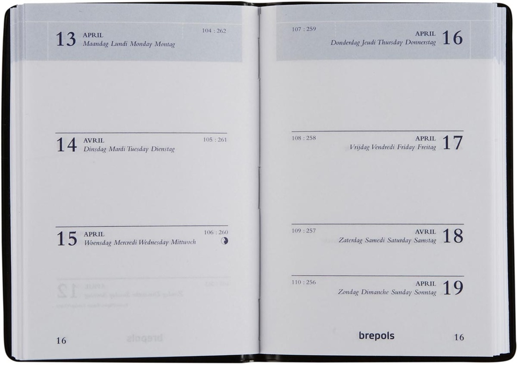 Zakagenda Brepols Armada Seta 71x102mm viertalig blauw 2026 1 week/2 pagina's