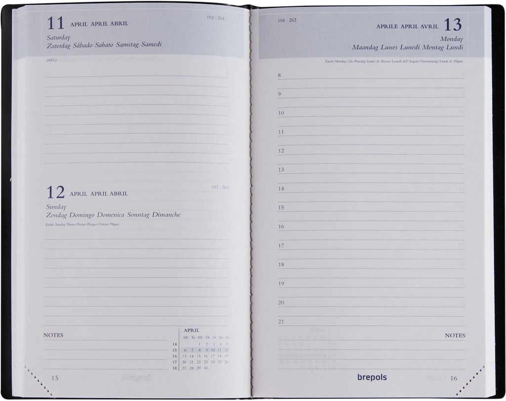 Agenda Brepols Breform Seta 100x165mm zestalig blauw 2026 1 dag/pagina