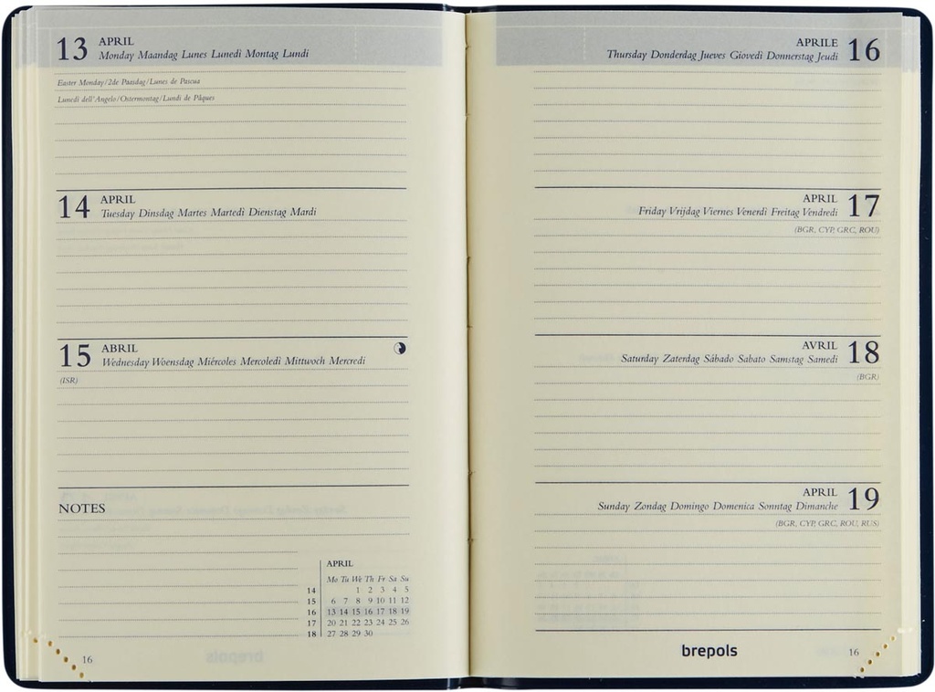 Zakagenda Brepols Delta Seta 81x120mm zestalig bordeaux 2026 1 week/2 pagina's