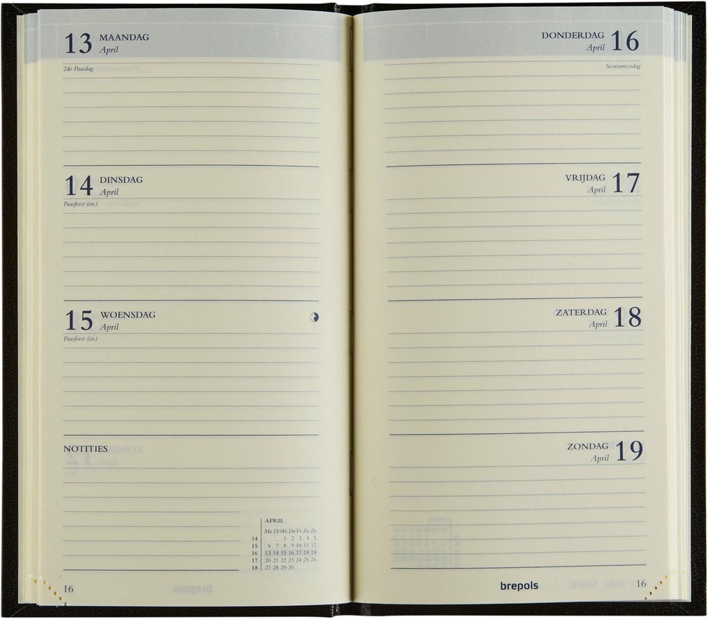 Zakagenda Brepols Interplan Lima 90x160mm Nederlandstalig bordeaux 2026 1 week/2 pagina's