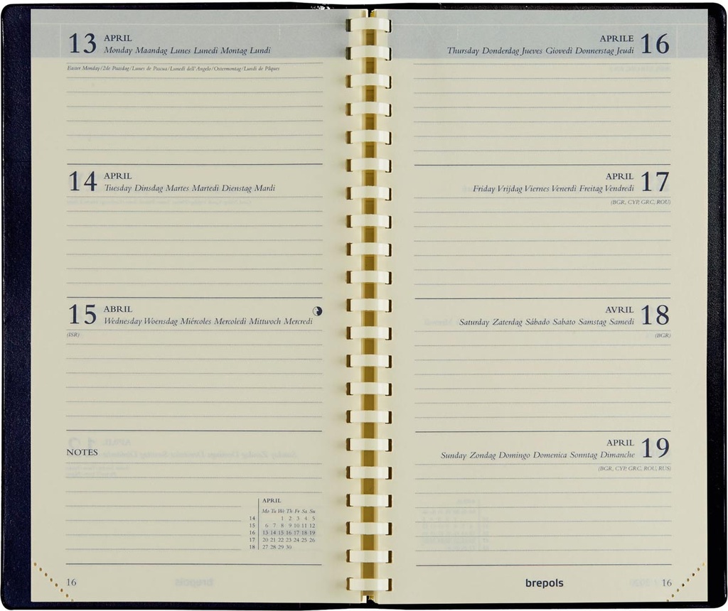 Zakagenda Brepols Interplan Seta 89x160mm zestalig bordeaux 2026 1 week/2 pagina's