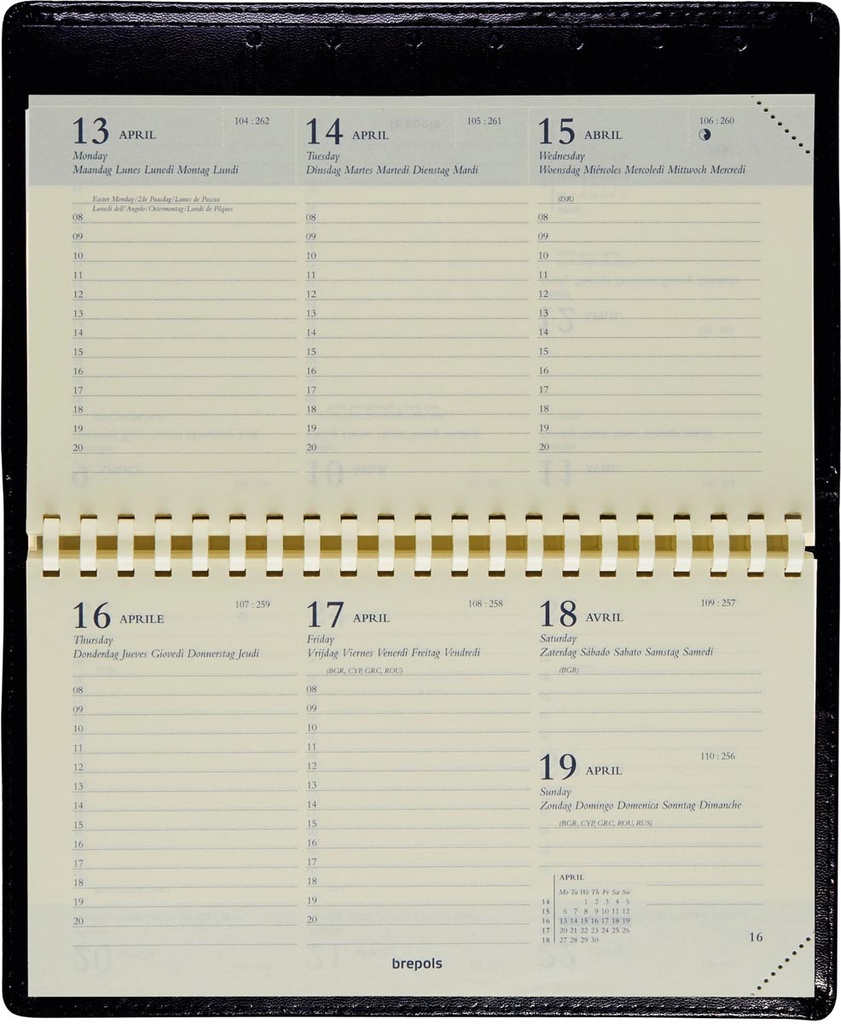 Zakagenda Brepols Omniplan Genova 89x160mm zestalig blauw 2027 1 week/2 pagina's