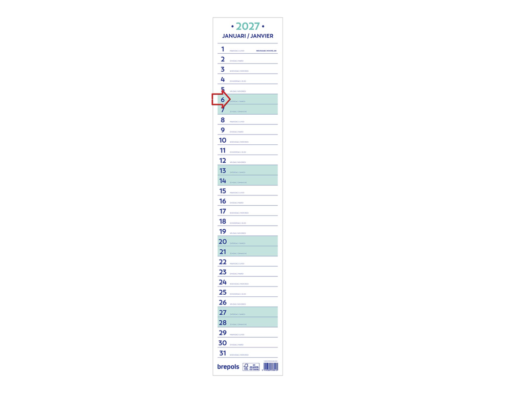 Maand lintkalender Brepols 2027