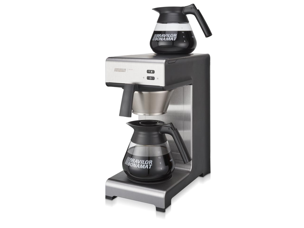 Filterkoffieapparaat Bravilor Bonamat Mondo met 2 glazen koffiekannen zilver