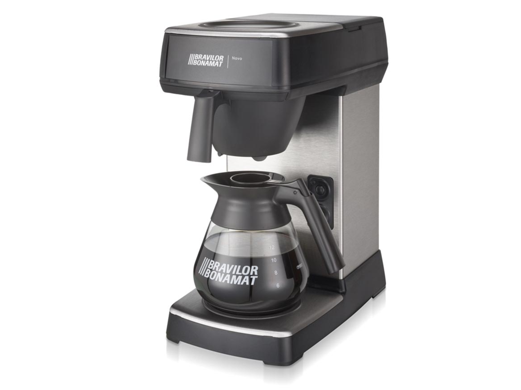 Filterkoffieapparaat Bravilor Bonamat Novo met glazen koffiekan zilver