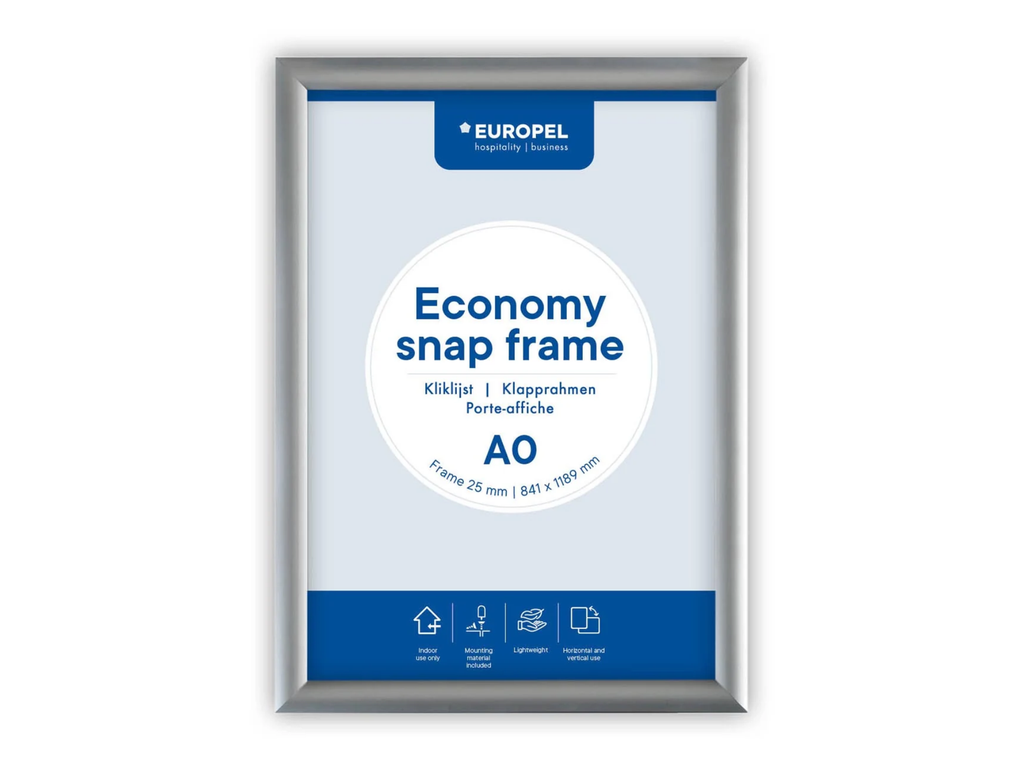 Kliklijst Europel Economy A0 rand 25mm zilver