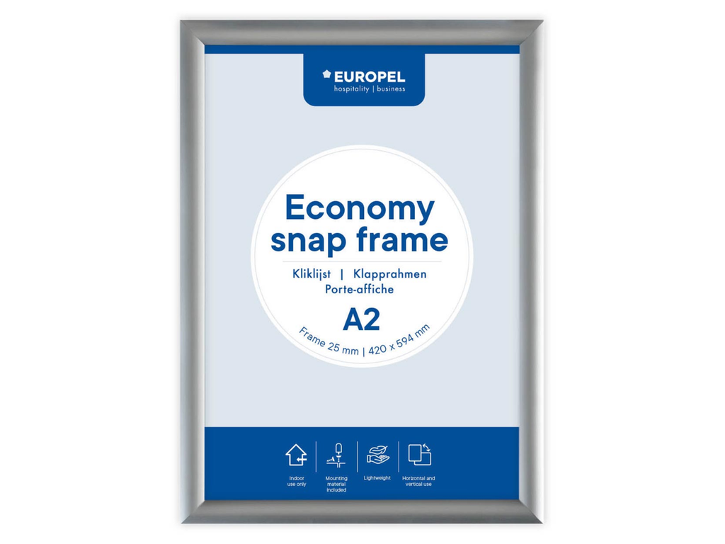 Kliklijst Europel Economy A2 rand 25mm zilver