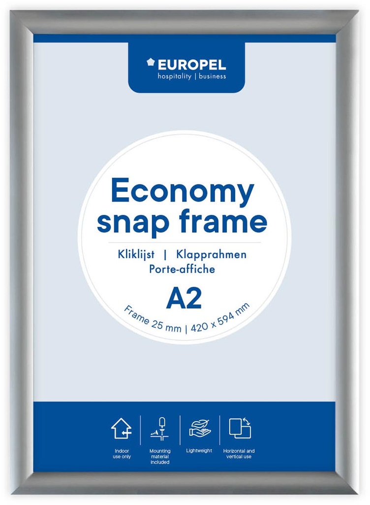 Kliklijst Europel Economy A2 rand 25mm zilver